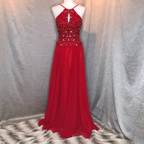 Jovani JVN Rhinestone & Beaded Chiffon Prom Dress - Picture 2 of 5